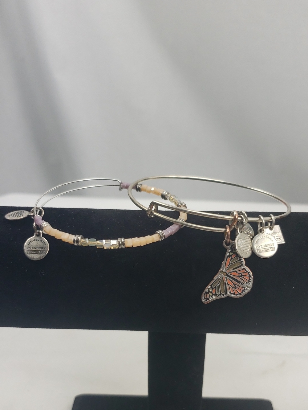 Alex and Ani Butterfly and Bead Bracelet Lot of 2